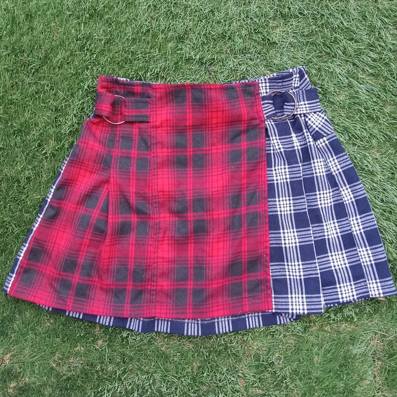 Mags & Pye Plaid Pleated Grunge Schoolgirl Mini Skirt - Picture 1 of 5